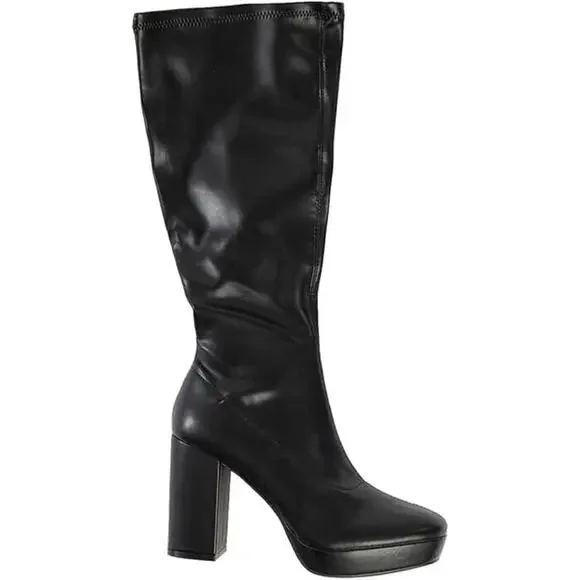 Mia Gavi Leather Boots Women's Size 8.5 Block Heel and Platform Black Modern NEW - Picture 1 of 9